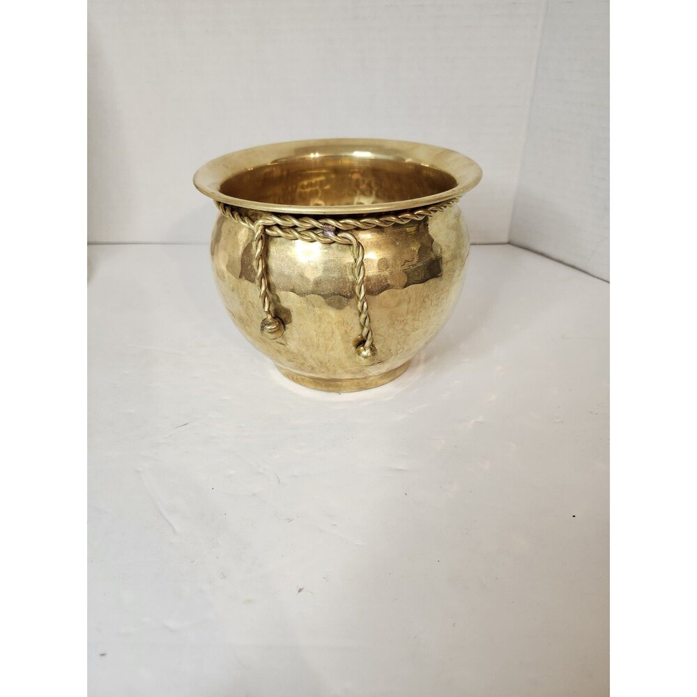 Vintage Hammered Brass 4 Inch Pot
